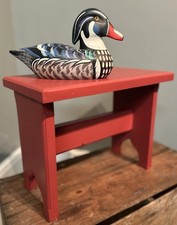 Painted Pine Stool - Red