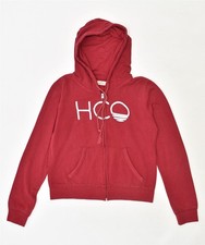 HOLLISTER Womens Zip Hoodie Sweater UK 14 Medium Red TB20