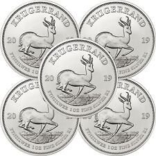 5 x 2019 SOUTH AFRICAN KRUGERRAND 999 Fine Silver 1oz Coins BU ~ GREAT PRICE !!
