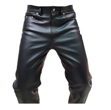 Mens Biker Pants Real Black