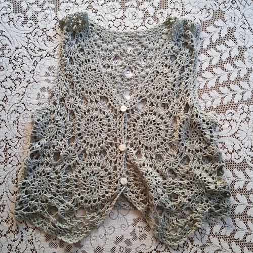 Boho crochet vest sage green - sage,