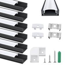 6x 1m Black U-Shape LED