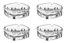 Square Glass Ashtrays for Cigarettes (Pack of 4) - Dishwasher Safe.