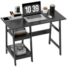 HOMCOM Computer Writing Desk, Shelf, Black  , Refurbished