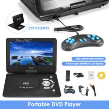 9" Portable DVD CD Player Game HD 270° Swivel Car Multi Region USB SD Remote