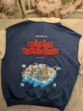 Childish Theme Park Hoodie Men’s L Blue/Cream Graphic Print Oversized TGF Bros