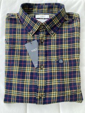 M&S Navy/Multi Check Pure Cotton Soft Touch/Brushed Flannel Shirt - Large - BNWT