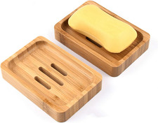 2 PACK Natural Wooden Bamboo