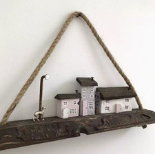 Greyhound Wooden Beach Hut Wall Art, Hanging Coastal Dog Cottage Whippet Galgo