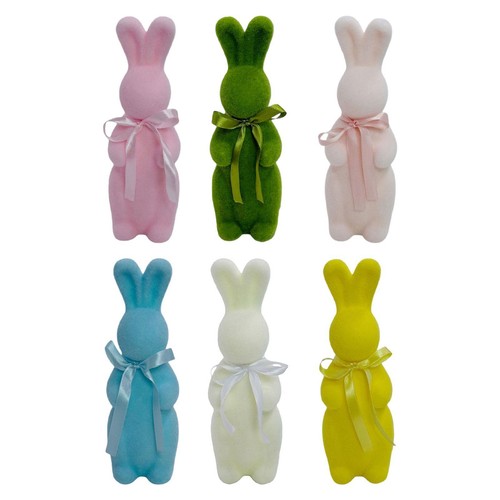Flocked easter bunny figurine - easter,