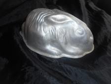 Old alloy rabbit jelly mould, 7" long kitchenalia.