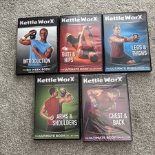5 Kettle Worx  Bodybuilding DVDs (1 new sealed) SIx Week Body Transformation 