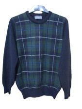 Men's 100% Plaid Lambswool Jumper. Made in Hawick, Scotland.