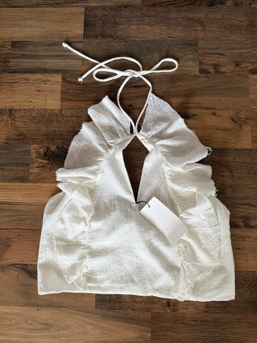 Zara cream ruffled halter - , top