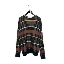 Marc Gibaldi Navy Green Red Striped Geometric Tight Knit Jumper - Size 44