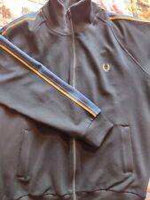 Vintage Style 70s/80s Fred Perry Track Jacket Mens Large Black & Gold Casuals