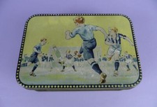 Original Vintage Sweet or Biscuit Tin With Football Match Scene & Other Sports