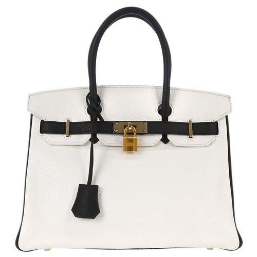 Hermes white black togo birkin - hermes,