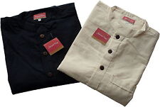 Men's Cotton Kurta Shirt - Grandad Collar Nepalese Ethnic Hippy Boho Surf S-4XL