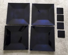 DARK BLUE PLASTIC PLACE MATS AND COASTER SET OF 4 OF EACH