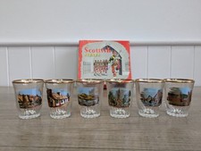 Vintage 6 X Whisky Shot Glasses All Scotland Scenes BOXED UNUSED Man Cave Bar
