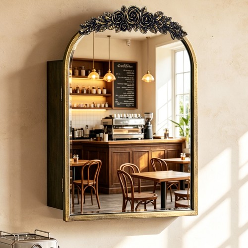 Vintage arched baroque mirror - arched,
