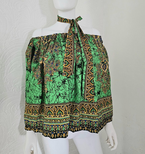 Women green african print - african,