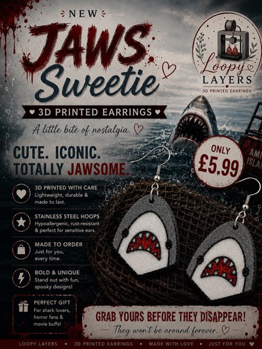 Jaws inspired dangle earrings - inspired,