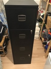 Metal Filing Cabinet with 4 Lockable Drawers - Black - very good condition 