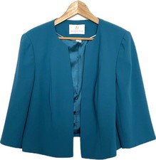 Ladies Jacques Vert Cropped Jacket Teal Size 22 3/4 Sleeves BNWOT