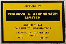 Vintage Windsor & Stephenson Agricultural Machinery Distributors Decal / Sticker