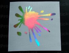 Large Paint Splat Silver Hologram Neo Chrome Car Wall Art Vinyl Stickers Decals