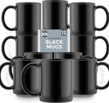 12pk stoneware black mugs - 12pk, 11oz