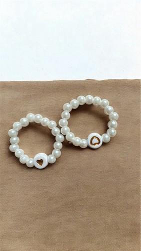 Beaded rings faux - , pearl