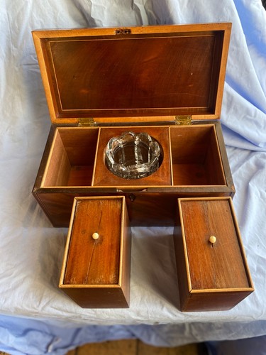Antique mahogany tea caddy