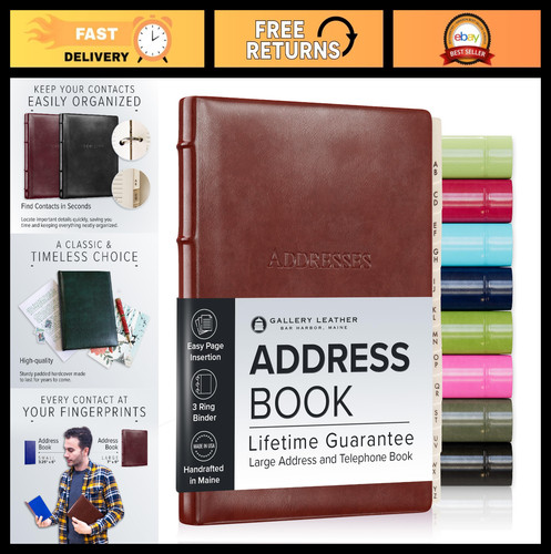 Large leather address book - large,
