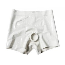 Mens White Latex Shorts with