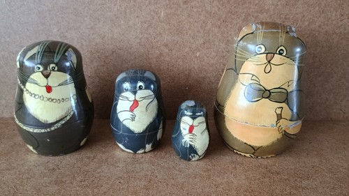 Vintage russian doll cats - doll,