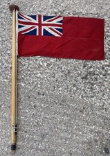 VINTAGE YACHT BOAT RED ENSIGN FLAG PANEL STITCHED ON 36 INCH WOODEN POLE..