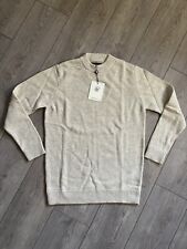 Men’s Siksilk Cream Wool Crew Sweater Size Medium