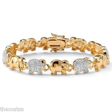 18K GOLD OVER STERLING SILVER ELEPHANT LINK BRACELET  