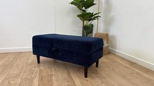 Sofology Bridgerton Fabric Storage Footstool in Soft Chenille Navy All Over