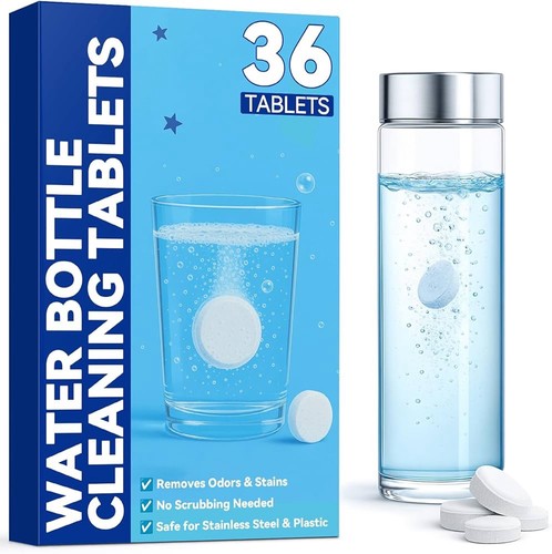 Water bottle cleaning - water, tablets