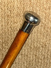 Antique Walking Stick / Cane - Hallmarked 1918 Silver Pommel Top By J.Howell