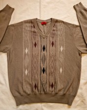 ❤️ Vintage 1980s Retro Gabicci 50% Wool Mix Argle/Diamond V-Neck Jumper/Pullover