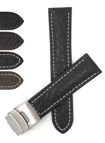 24mm leather deployment watch - 24mm,