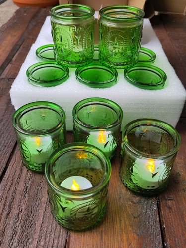 12pcs green glass tea light - 12pcs,