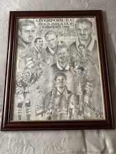 Sketched Liverpool Fc Framed Picture VGC 1995 Coca Cola Cup Winners Rare