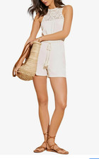 Lipsy Ivory Cream Crochet Playsuit Size 14 Beach Holiday Shorts Dress New Xmas