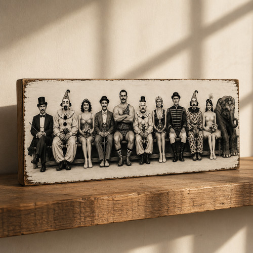 Circus wooden plaque vintage
